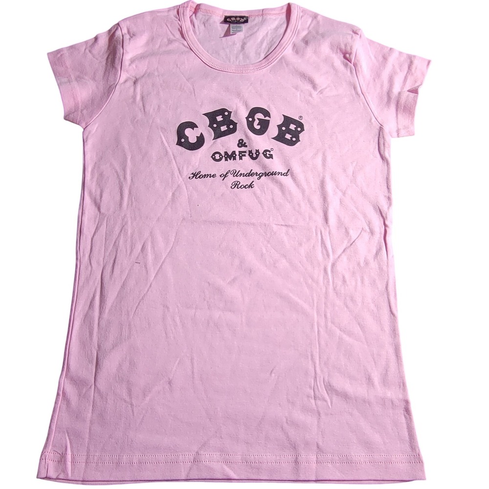 CBGB OMFUG Pink Graphic T Shirt Home of Underground Rock Punk Tee Large USA Made